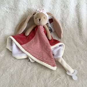 Bukowski Pink Brown Bunny Rabbit Baby Lovey Pacifier Holder Plush Security
